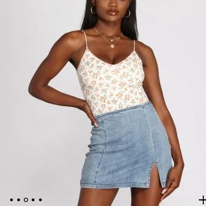 Windsor White & Orange Small Floral Strappy Bodysuit